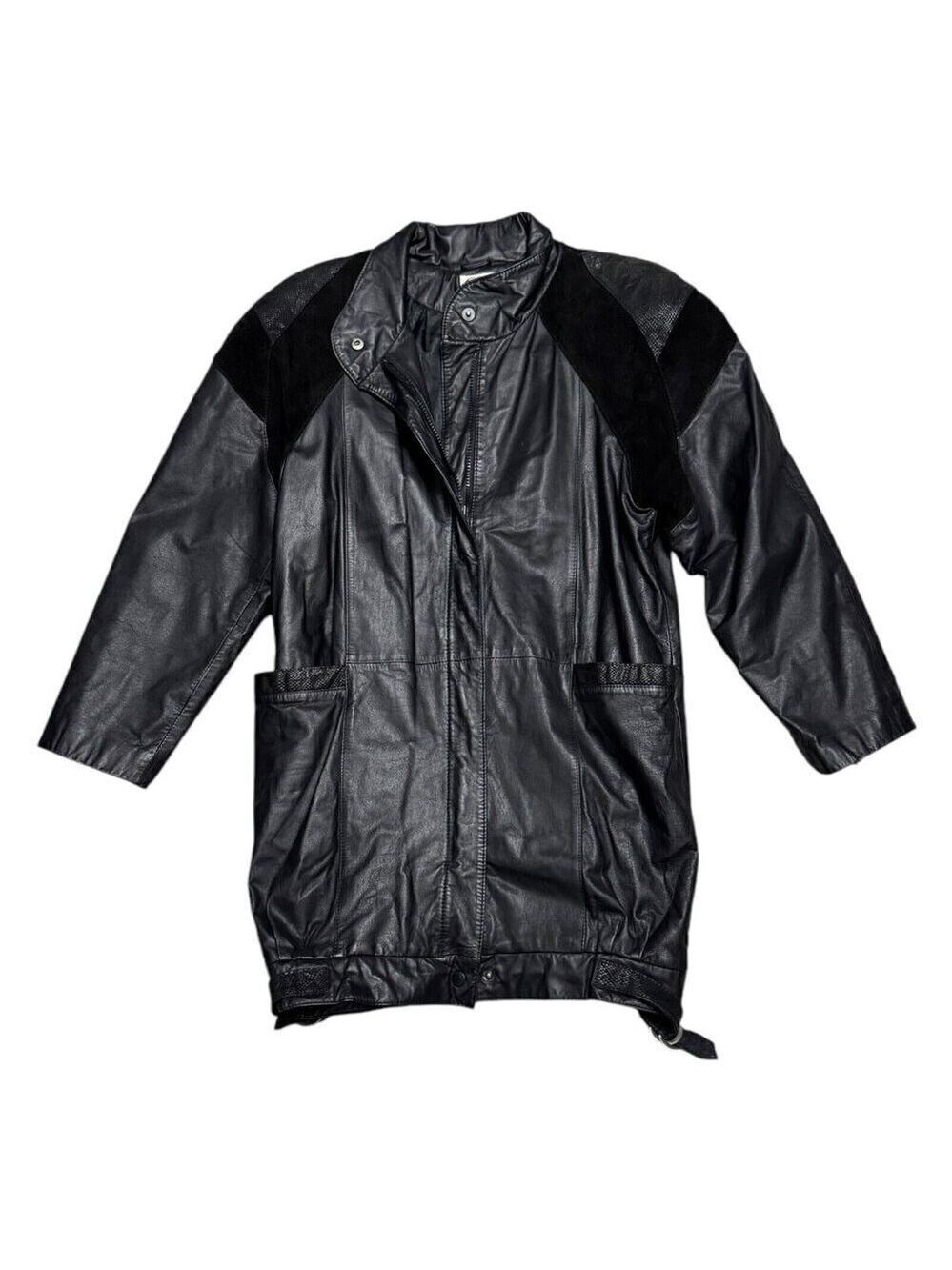 STUNNING Vintage 90s G-III 100% GENUINE LEATHER Retro Trench Coat Womens Small